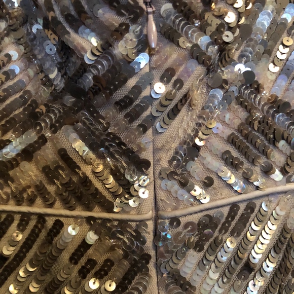 Aidan Mattox Grid Sequined Halter Cocktail Dress-6 - Picture 7 of 9